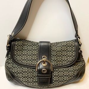 Signature Coach Leather/Canvas Hobo Bag
